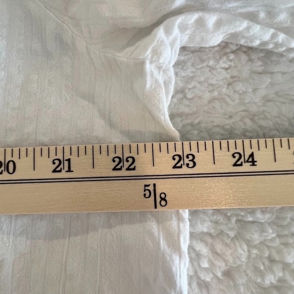 Boho Peasant Blouse New Directions White Cotton Embroidered Tassel Top L - Picture 9 of 10